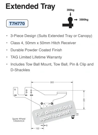 TAG Heavy Duty Extended Towbar for Mazda BT-50 (07/2020 - on), Isuzu D-MAX (06/2020 - on) - Brixton 4x4 - Buy Online Now!
